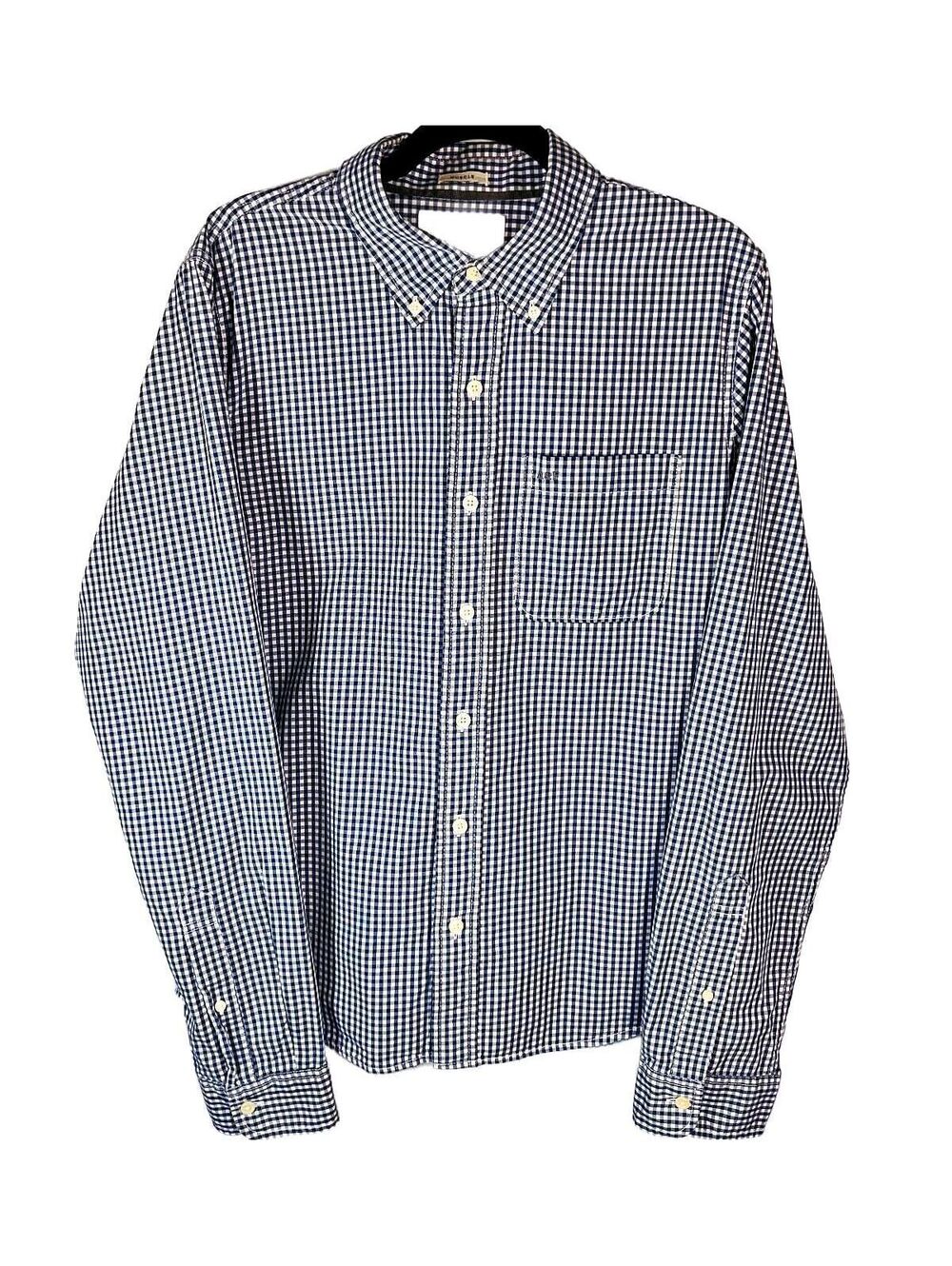 Abercrombie Blue White Gingham Check Button Down Shirt Muscle Fit XL Preppy Y2K